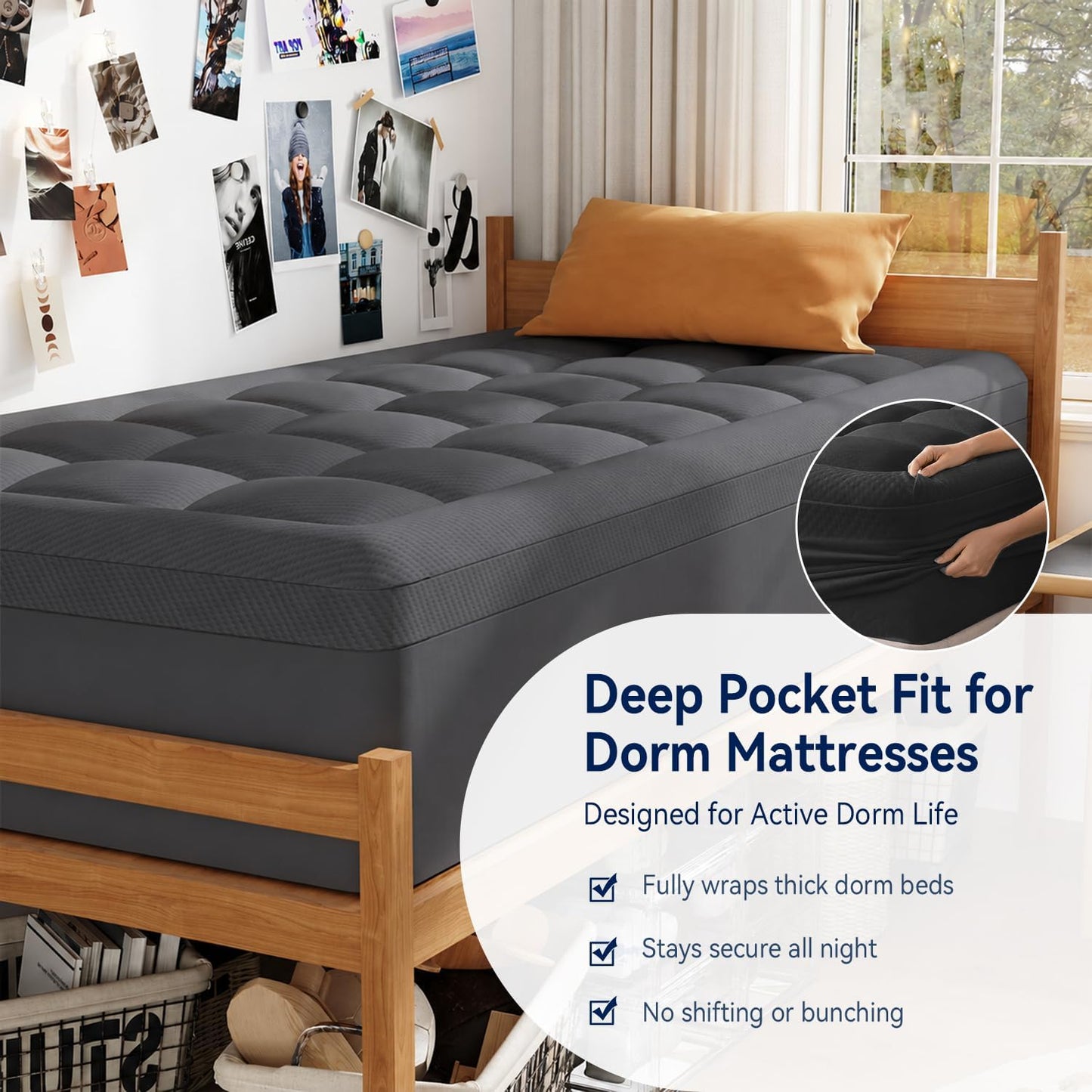 ELEMUSE Twin XL Dorm Dual Layer 3 Inch Memory Foam Mattress Topper for College, Dorm Room Essentials, 2 Inch Cooling Gel Foam and 1 Inch Soft Pillow Top Bed Pad,Back to School Comfortable Support