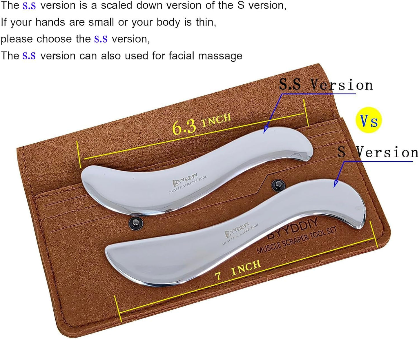 BYYDDIY-Non-Magnetic 304 Stainless Steel Gua Sha Muscle Scraper Tool for Scar Tissue,Muscle Scraping Tool for Massage Scraper,IASTM Tools for Physical Therapy, Soft Tissue Massage