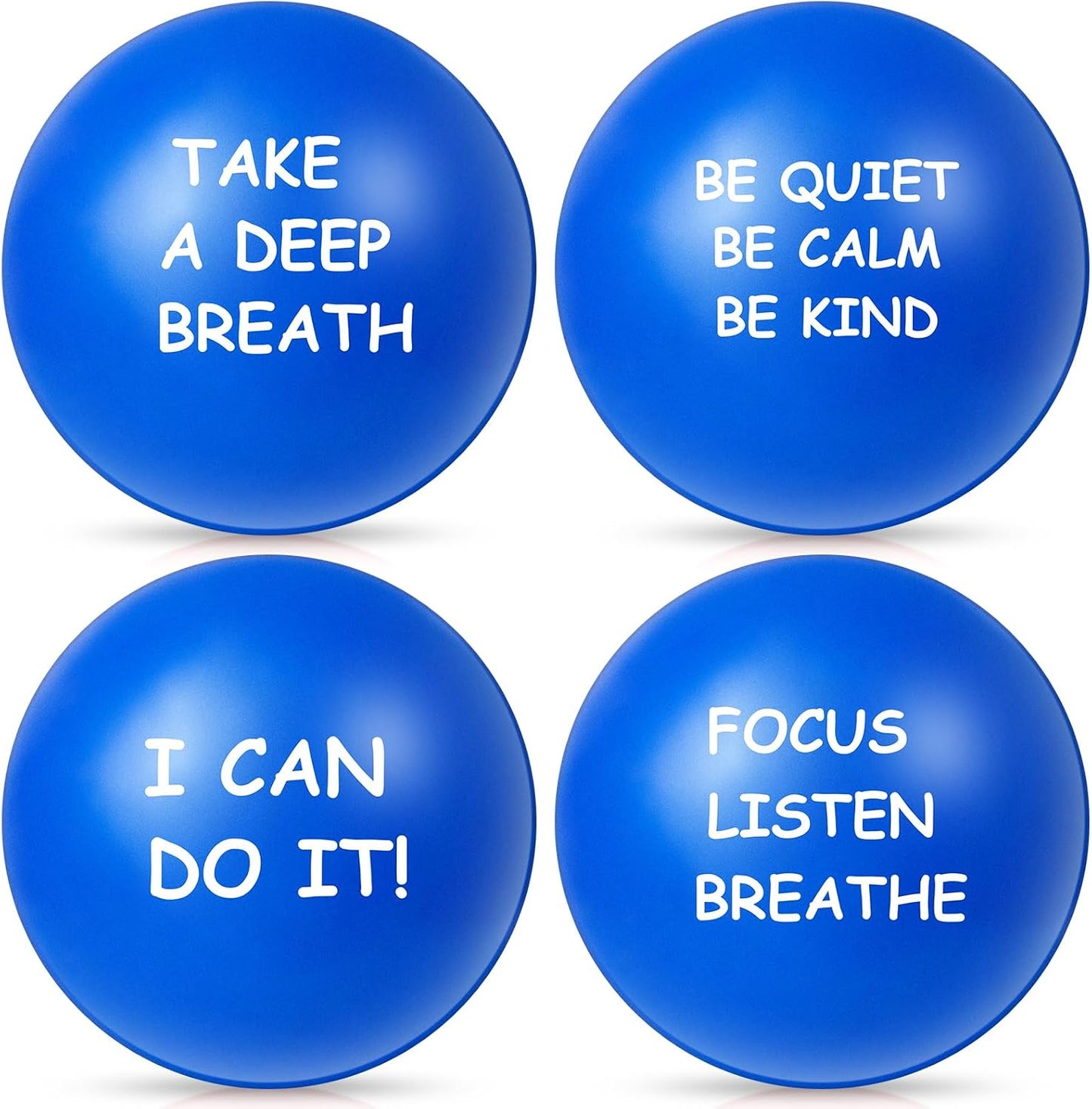 Ceenna 4 Pcs Motivational Stress Balls for Adults 2.5 Inch Stress Relief Balls with Inspirational Quotes for Encouraging Motivating Hand Exercise Anxiety Anger Tension Fidget Manage(Black)