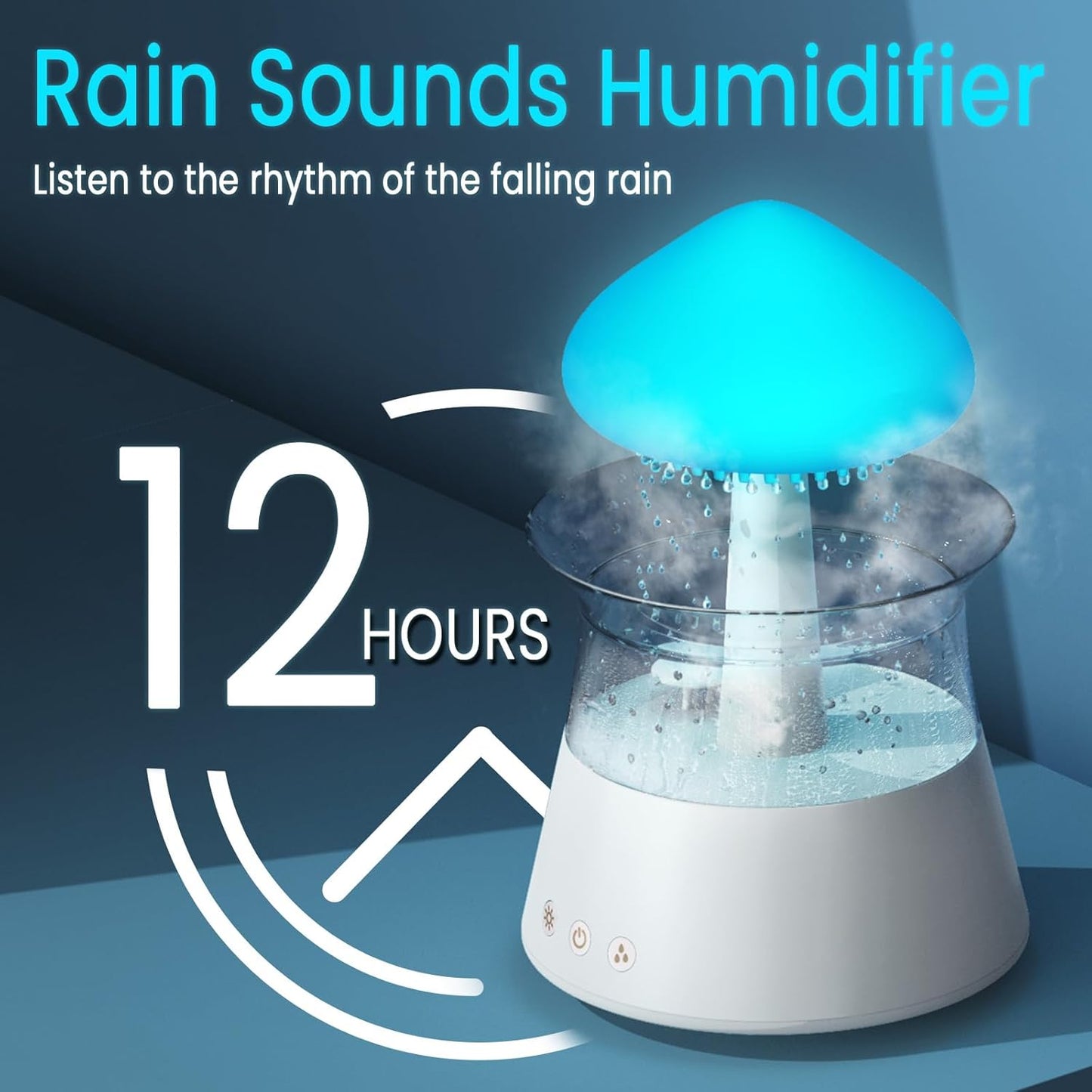 Diffuserlove Cloud Humidifier Rain Water Drip Diffuser Humidifier with Remote Waterfall Lamp Mushroom Humidifier Rain Sounds White Noise Humidifier Air Humidifiers for Bedroom Desk
