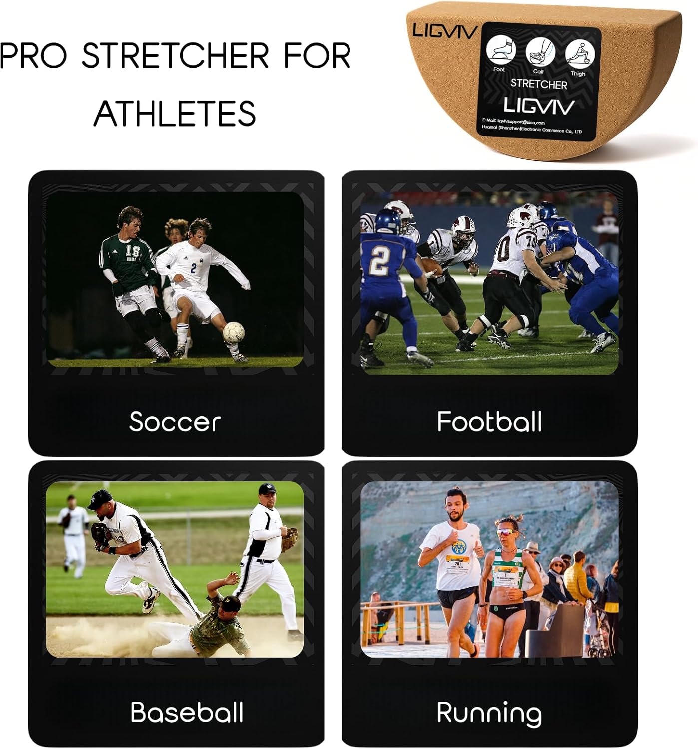 Calf Stretcher and Foot Rocker for Plantar Fasciitis | Cork Design for Muscle Stretching, Physical Therapy, Improved Flexibility