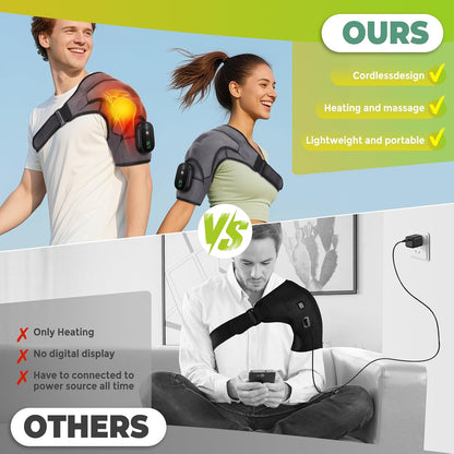 Shoulder Heating Pad with Massage, FSA Eligible Items List, Shoulders Massager for Pain Relief, Left Right Heated Shoulder Wrap for Rotator Cuff & Shoulder Brace Support, HSA Approved Products Only
