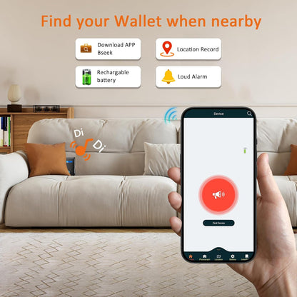 Smart Tracker Wallet for Men,Compatible with Android and Ios, Mens Wallet GPS Tracker Card Holder With Men Gift for Christmas. (Carbon Black) (iOS & Android)