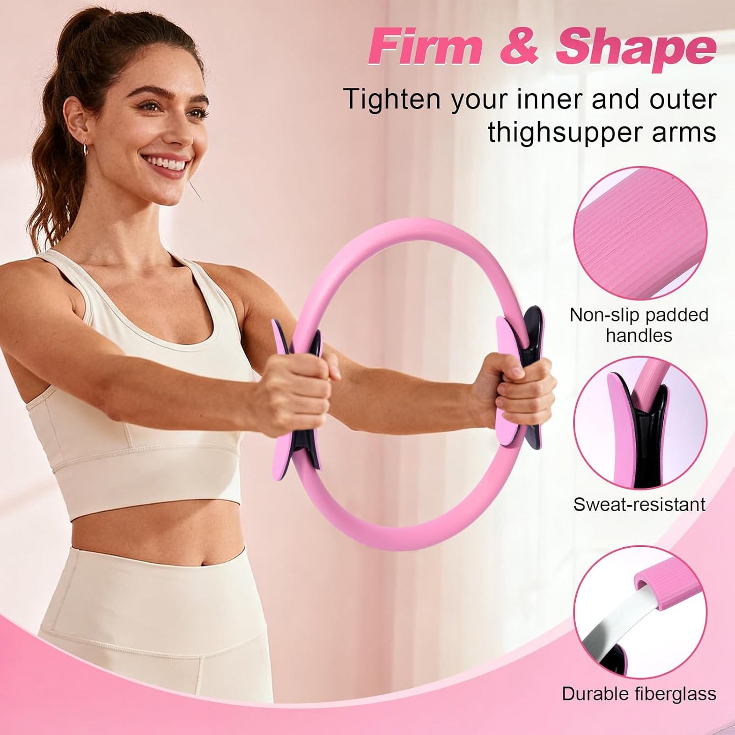 Pilates Kit 14 Pcs, Pilates Essentials Kit for Women, Pilates Equipment for Home with Yoga Circle Ball Ring, 5 Resistance Bands,Pedal Puller Resistance Band,Anti-Slip Socks for Starter Set Accessories