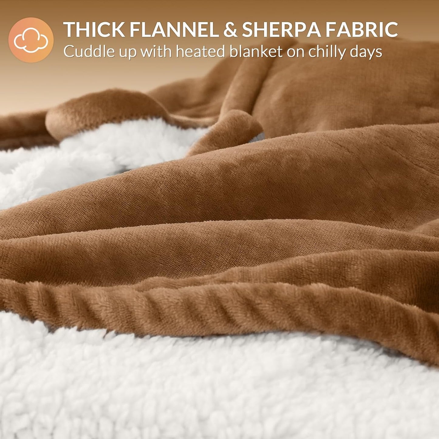 HOMLYNS LuxeHeat Heated Blanket Electric Blanket, Soft Flannel Sherpa Heated Throw, Heating Blanket with 5 Heat Settings, 3 hrs Timer Auto Shut Off (50x60 inches, Purple), Only for 120V Voltage Use