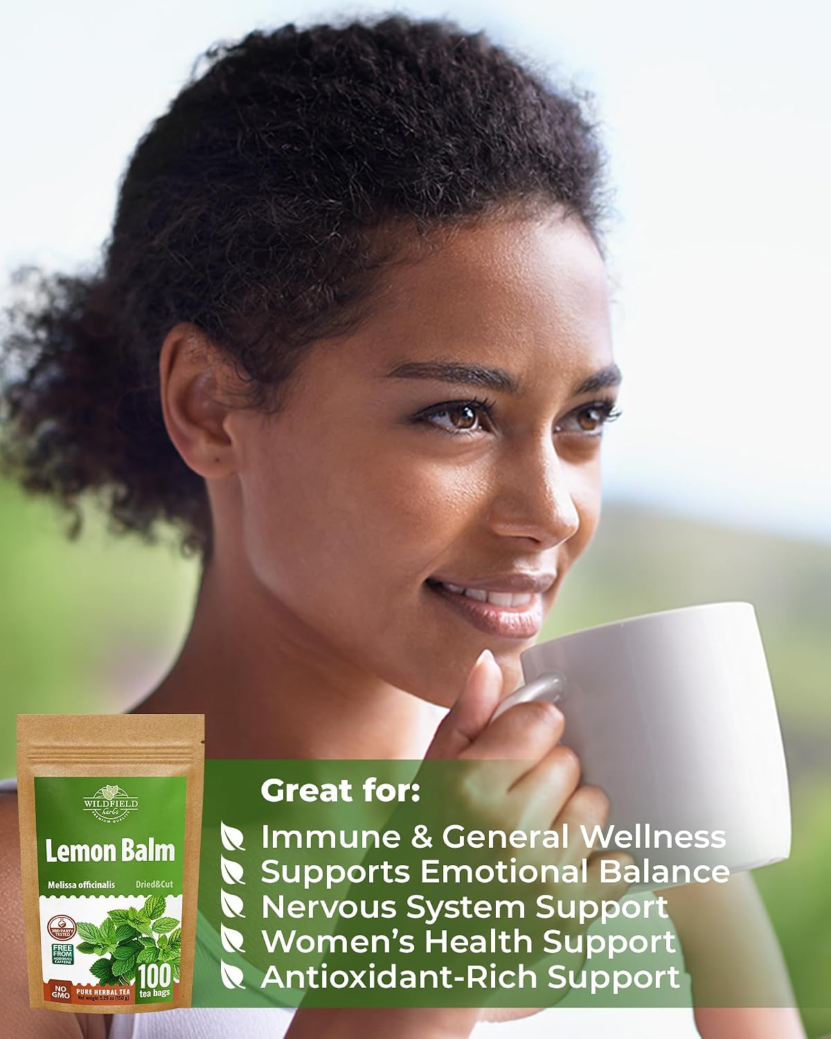 100 Bags Dried Lemon Balm Herb Lemon Balm Tea (Melissa Officinalis) - 100 Count 1.5g Bags Toronjil
