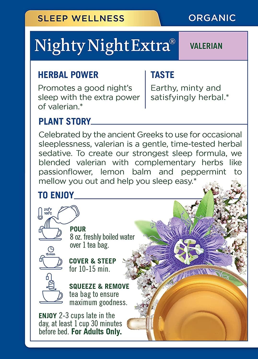 Traditional Medicinals Nighty Night Valerian Organic Tea, 16 Count, Pack of 2