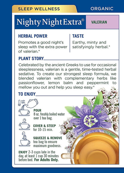 Traditional Medicinals Nighty Night Valerian Organic Tea, 16 Count, Pack of 2