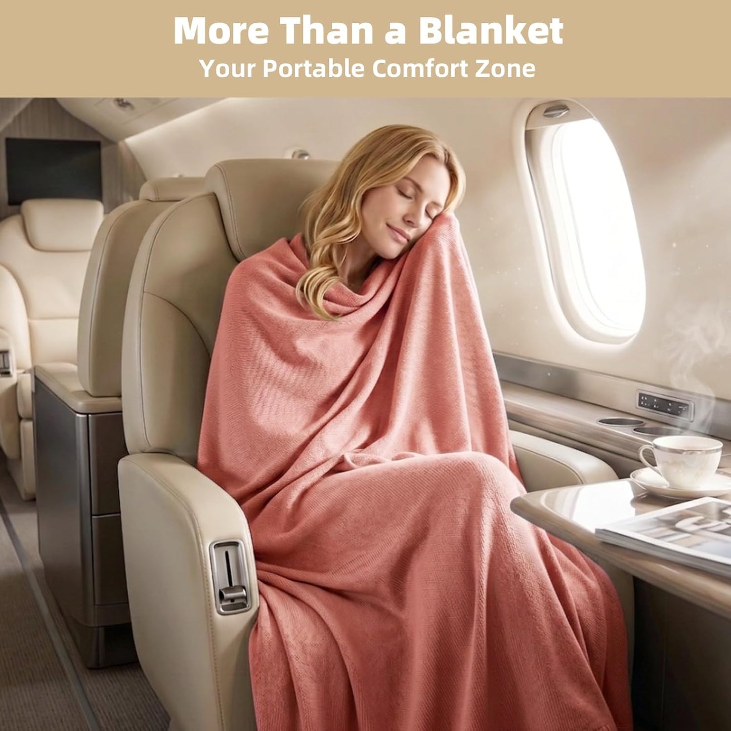 Travel Blanket Airplane - Ultra Soft & Lightweight Knit Design