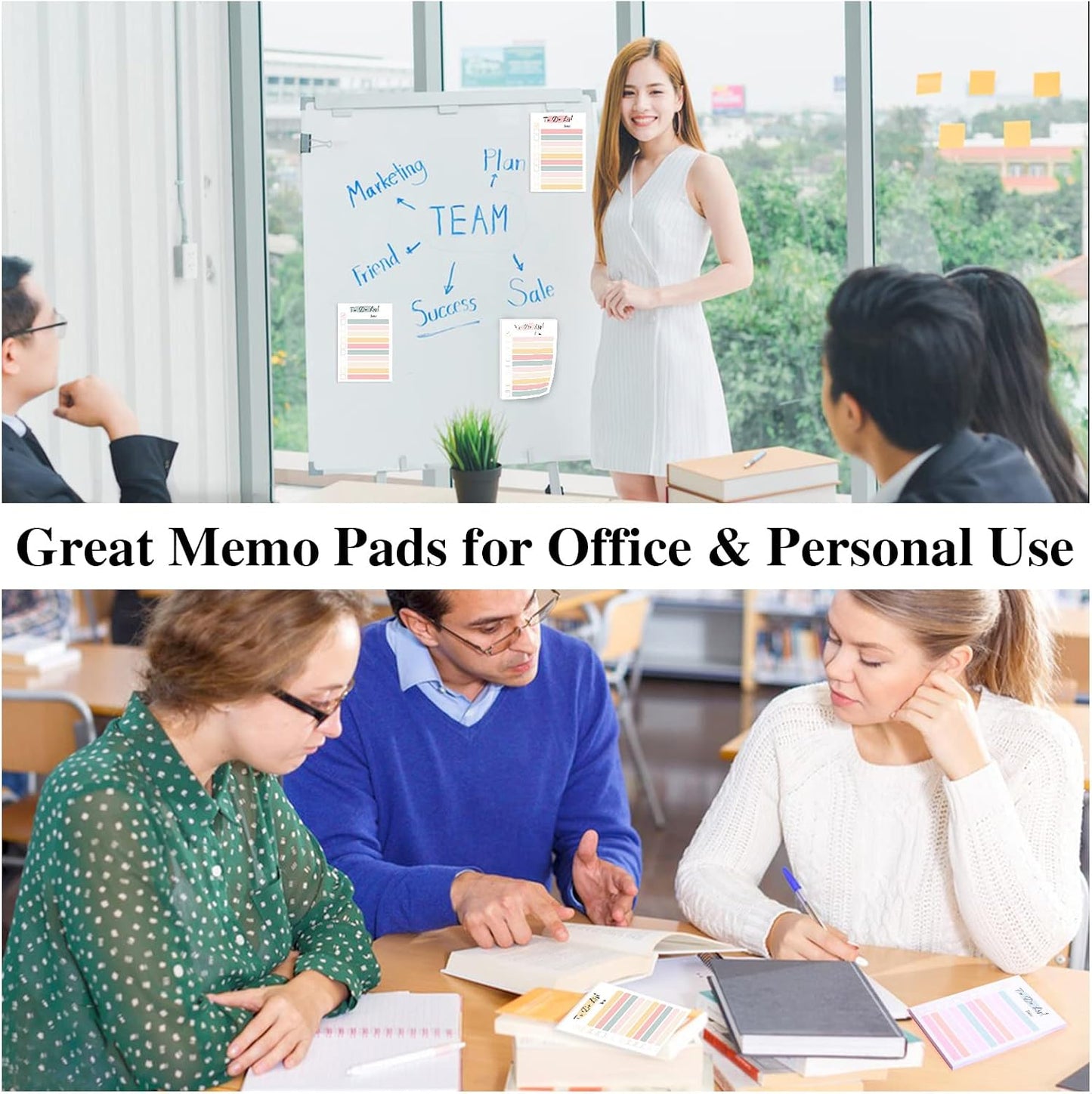 4 Pack to Do List Notepad, 4x6 Daily to Do List Sticky Notes
