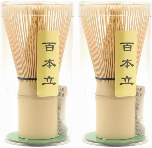 Matcha Whisk 2-Pack - Handcrafted Bamboo Chasen Set, 100-Prong Traditional Japanese Stirrer for Authentic Matcha Tea Preparation