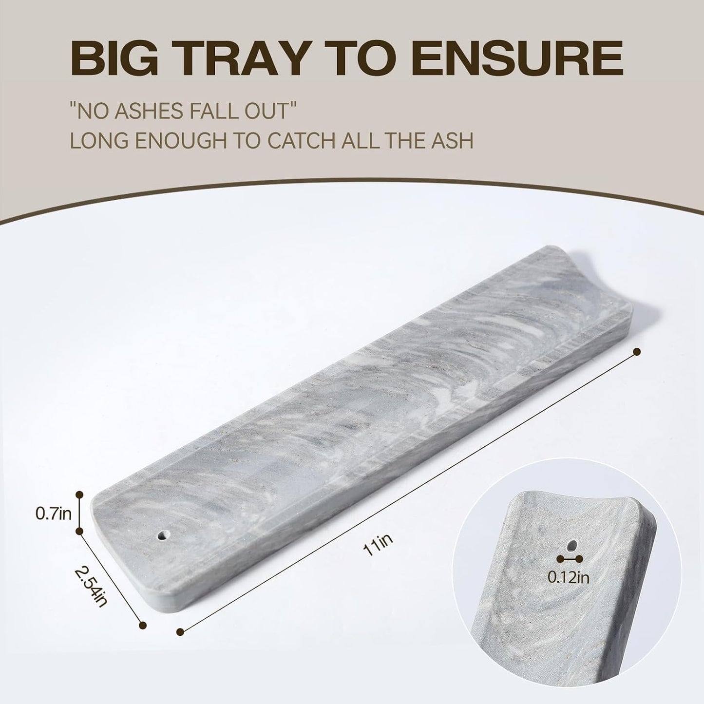 Koville Marble Incense Holder, Incense Holder for Sticks, Incense Sticks Holder Ash Catcher for Meditation Yoga SPA, Natural Stone Incense Burner, Home Table Decor (Grey)