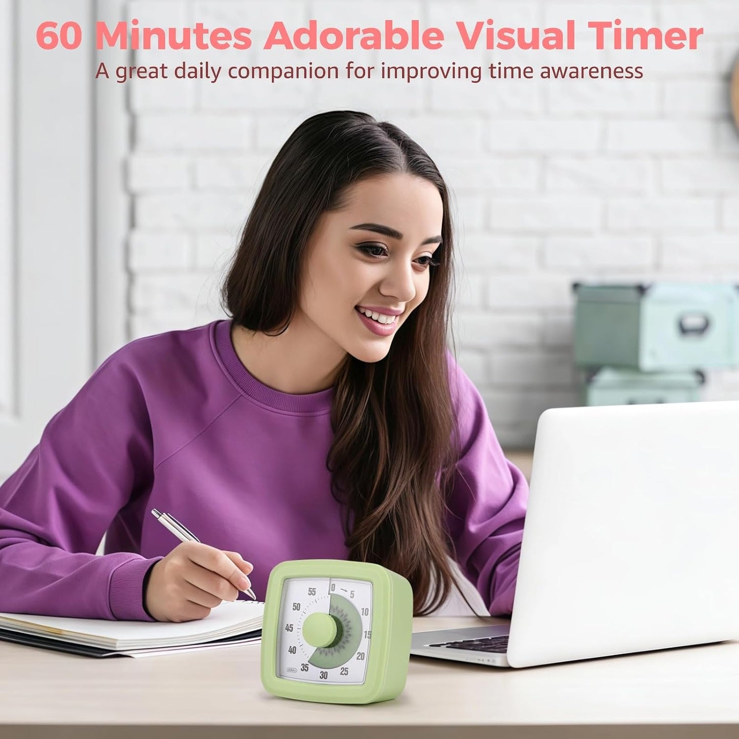 4 PCS Visual Timer, 60 Minutes Countdown Clock, Colored Mechanical Time Management Tool, Quiet Operation Design with Clear Dial Display for Reading, Home Office Focus, Productivity Training