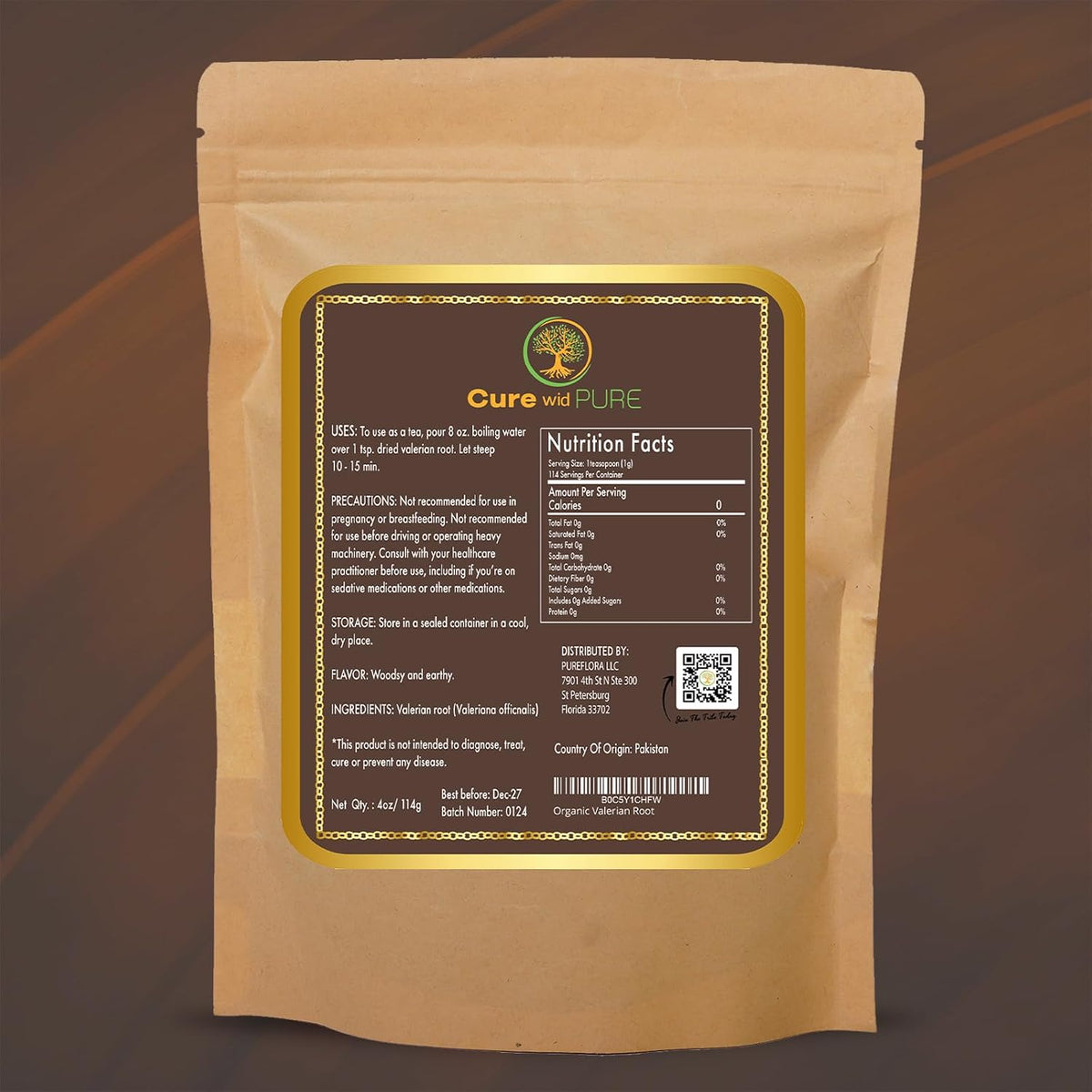 Cure Wid Pure Organic Valerian Root for Sleep 4oz - Cut & Sifted Loose Tea