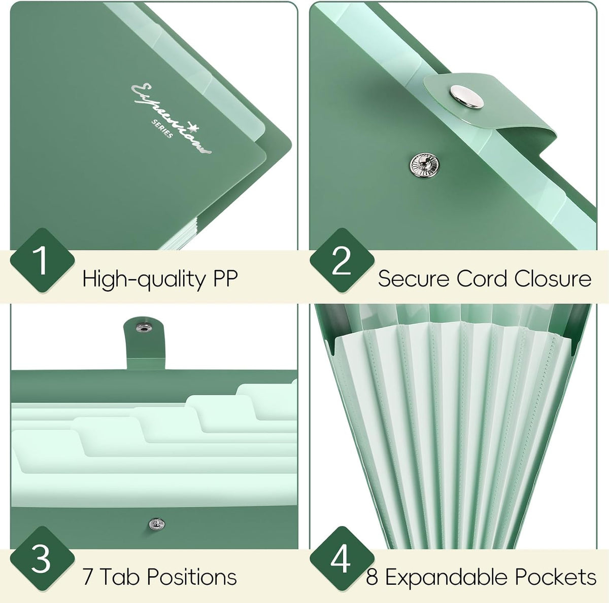 Sooez Elegant Accordion File Organizer, 8 Pocket Expanding File Folder