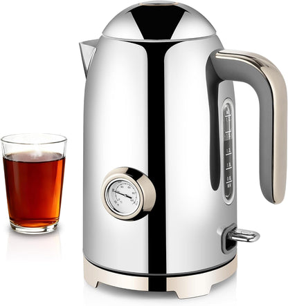 SUSTEAS 57oz Electric Kettle with Thermometer, Hot Water Pot, Retro Green
