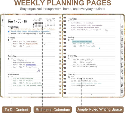 Planner 2026-2027, Weekly and Monthly Calendar Planner, JUL 2026 - JUN 2027 - Colors B