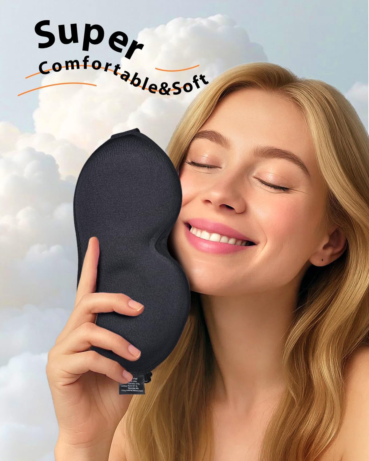 MABAO Weighted Sleep Mask - 100% Blackout Eye Mask for Sleeping for Women Men, 3D Contoured for Lash Extension, Zero Eye Pressure Memory Foam Cover, Soft Gentle Pressure Blindfold for Travel - Black