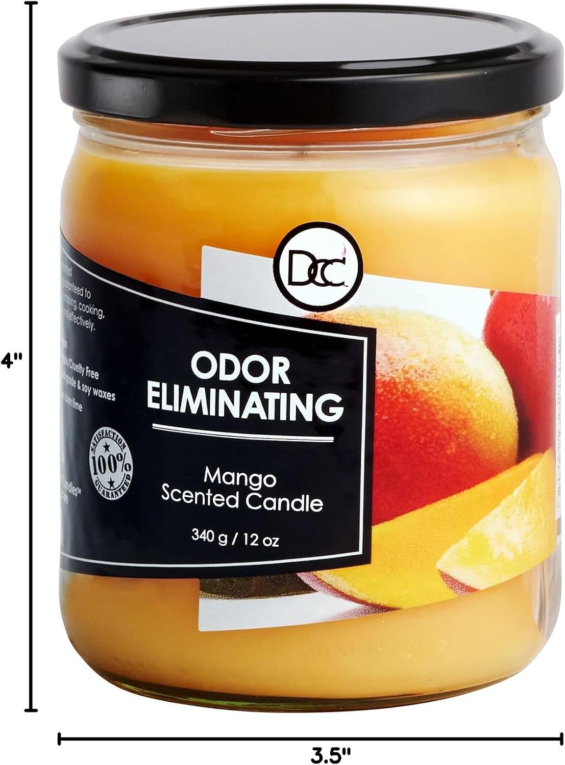 Vanilla Bean Odor Eliminating Highly Fragranced Candle - Eliminates 95% of Pet, Smoke, Food, and Other Smells Quickly - Up to 80 Hour Burn time - 12 Ounce Premium Soy Blend - Colors B