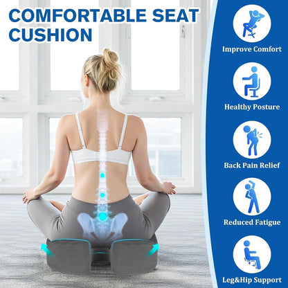 CushyOasis Seat Cushion, Gel Chair Cushions, Office Chair Cushions, Anti-Slip Bottom & Removable Cover Tailbone Pain Relief Cushion, Memory Foam Seat Cushion for Office, Wheelchair, Car (Black)