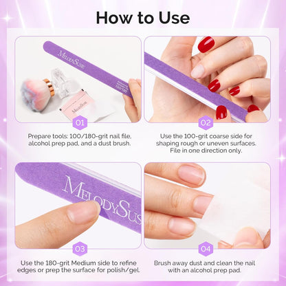 MelodySusie 16Pcs Professional Nail Buffer Kit,Nail Files and Buffers,Nail Buffer Block,Nail Brush, Nail File Buffers Kit for Natural Nails,DIY,Home Use,Salon（100/180 Grit）