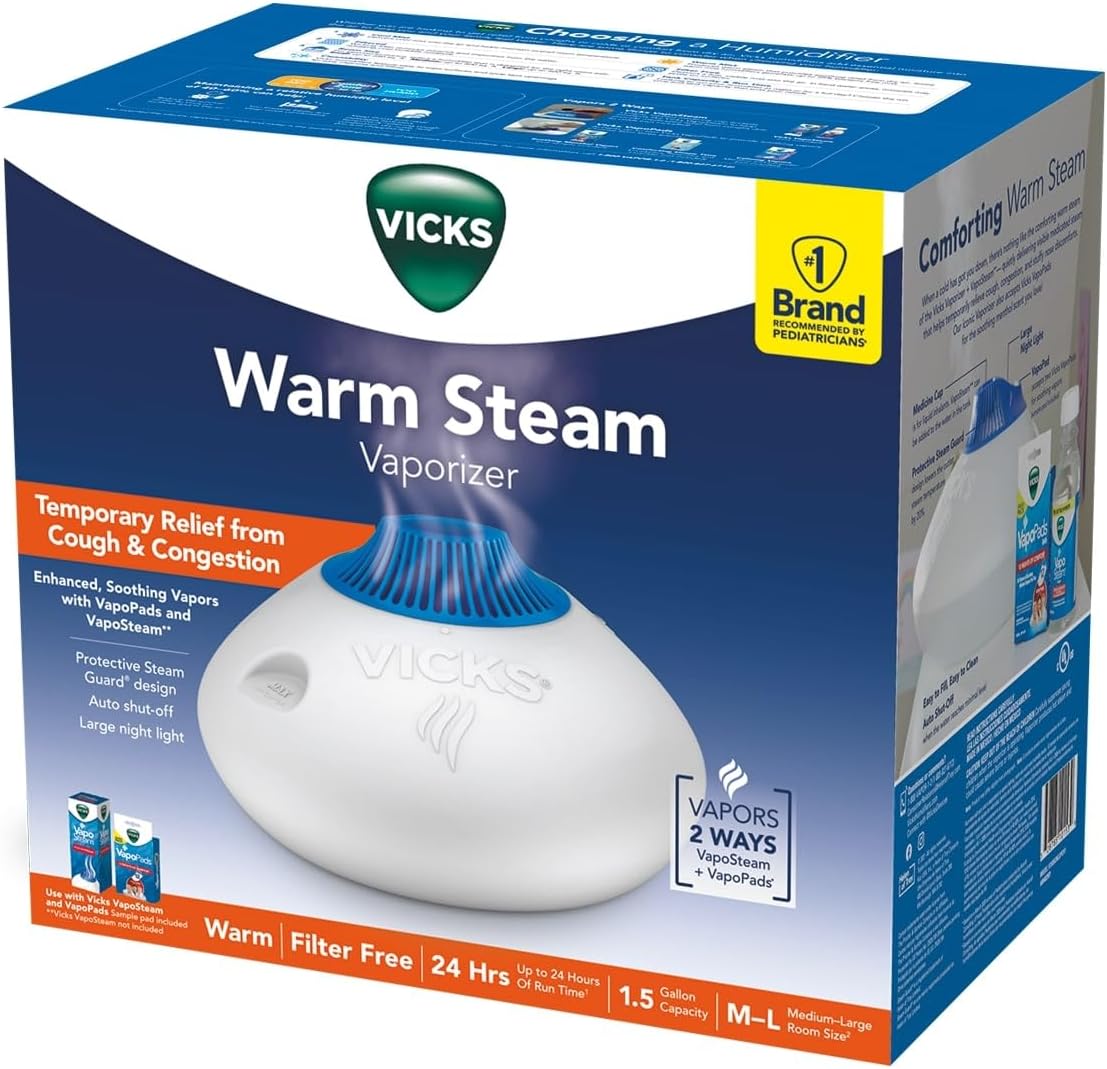 Vicks Warm Steam Vaporizer & Humidifier for Small and Medium Rooms