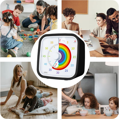 Yunbaoit Visual Timer with Protective Case, Rainbow Disk 60 Minute Countdown Timer for Kids and Adults, Silent Time Management Tool(Blue Rainbow)