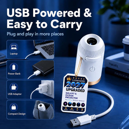 2027 New Hd Smart Dynamic 5d Holographic Night Light Projector, Plug and Play Hd Star Projector, 360° Adjustable Hd Galaxy and Ocean Projector for Bedroom Ceiling (24 Projection Films)