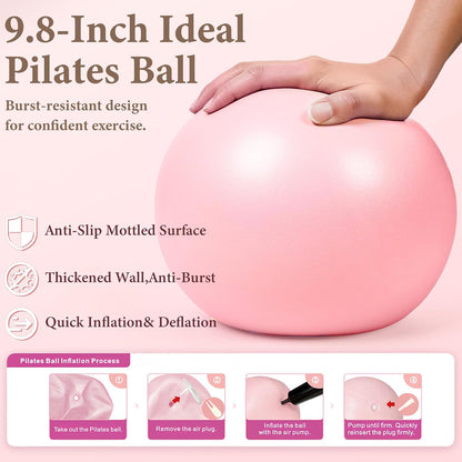 Pilates Ring Kit with 14 inch Magic Circle & Foam Roller, Ergonomic Home Workout Equipment Set, Full Essentials for Women Beginners - Includes Exercise Guide & Storage Bag