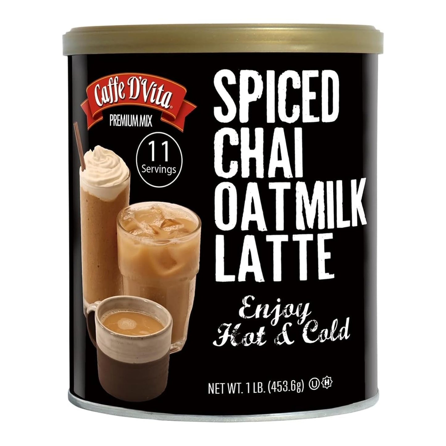Caffe D'Vita Spiced Chai Tea Oatmilk Latte - 1 Lb Can, 11 Servings
