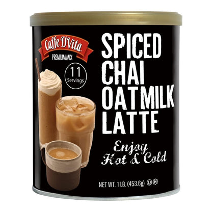 Caffe D'Vita Spiced Chai Tea Oatmilk Latte - 1 Lb Can, 11 Servings
