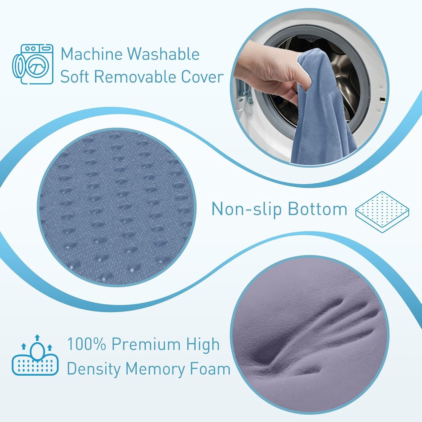 BlissTrends Seat Cushion with Velvet Cover, Thick Memory Foam Cushions for Office Chair, Car Seat, Airplane, Relieving Pressure Tailbone Sciatica Back Pain for Long Sitting, Car Drivers 4.7in Black