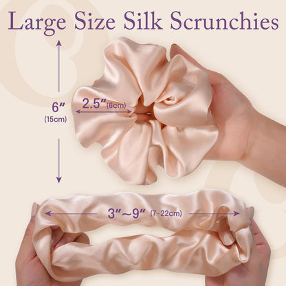 OLESILK Silk Scrunchies Oversized 100% Mulberry: Large for Women& Girls Long Thick Hair, Soft Smooth for No Damage Hair Care Sleeping
