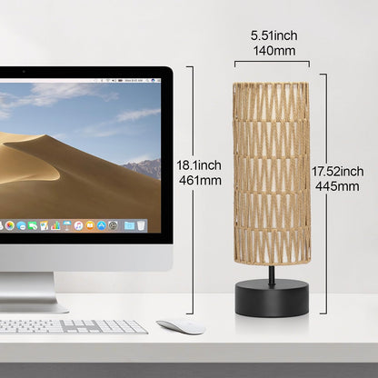 Touch Table Lamp, 3-Way Dimmable Bedside Lamp with Cylinder Fabric Shade