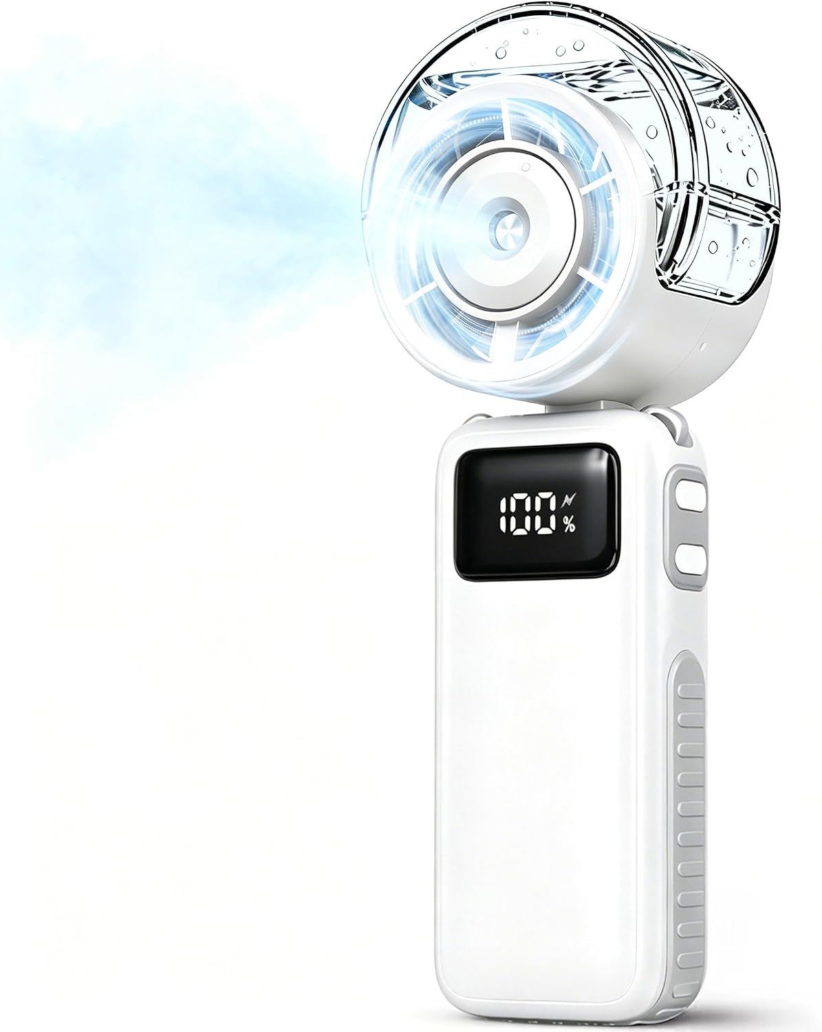 Portable Handheld Air Conditioner Fan with Mist,6000mAh Rechargeable Personal Misting Cooling Fan,5Speed Foldable Mini Water Spray Air Cooler,Turbo Hand AC Fan for Travel,Camping,Gifts Men/Women-White