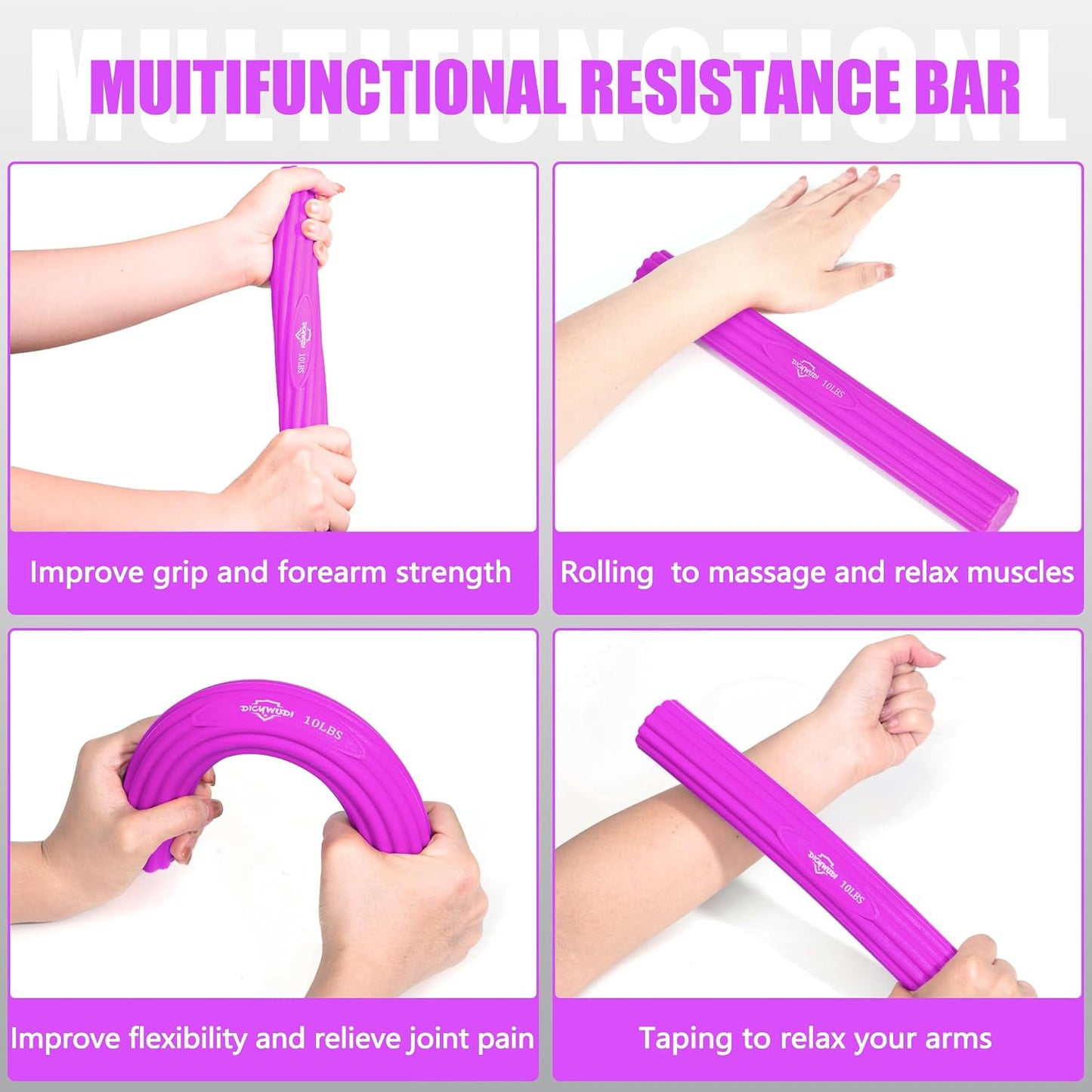 DICYWUDI Flex Therapy Bar and Grip Strength Trainers Set, Physical Therapy & Resistance Bar for Golfers Elbow,Tendinitis,Wrist,Forearms Pain, Improve Grip Strength and Relieve Pain