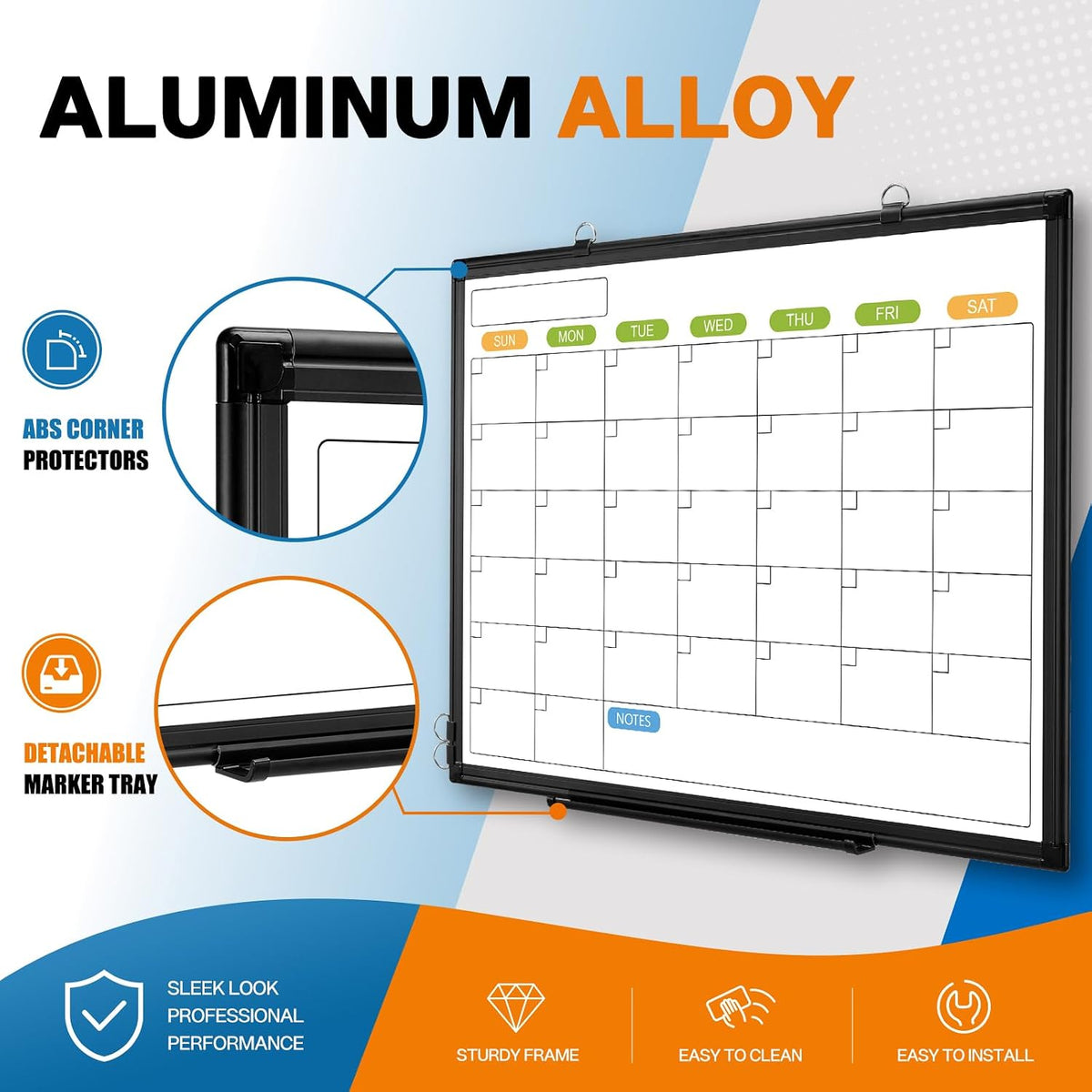 24" x 18" Magnetic Monthly Dry Erase Whiteboard Calendar for Wall