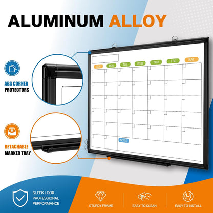 24" x 18" Magnetic Monthly Dry Erase Whiteboard Calendar for Wall