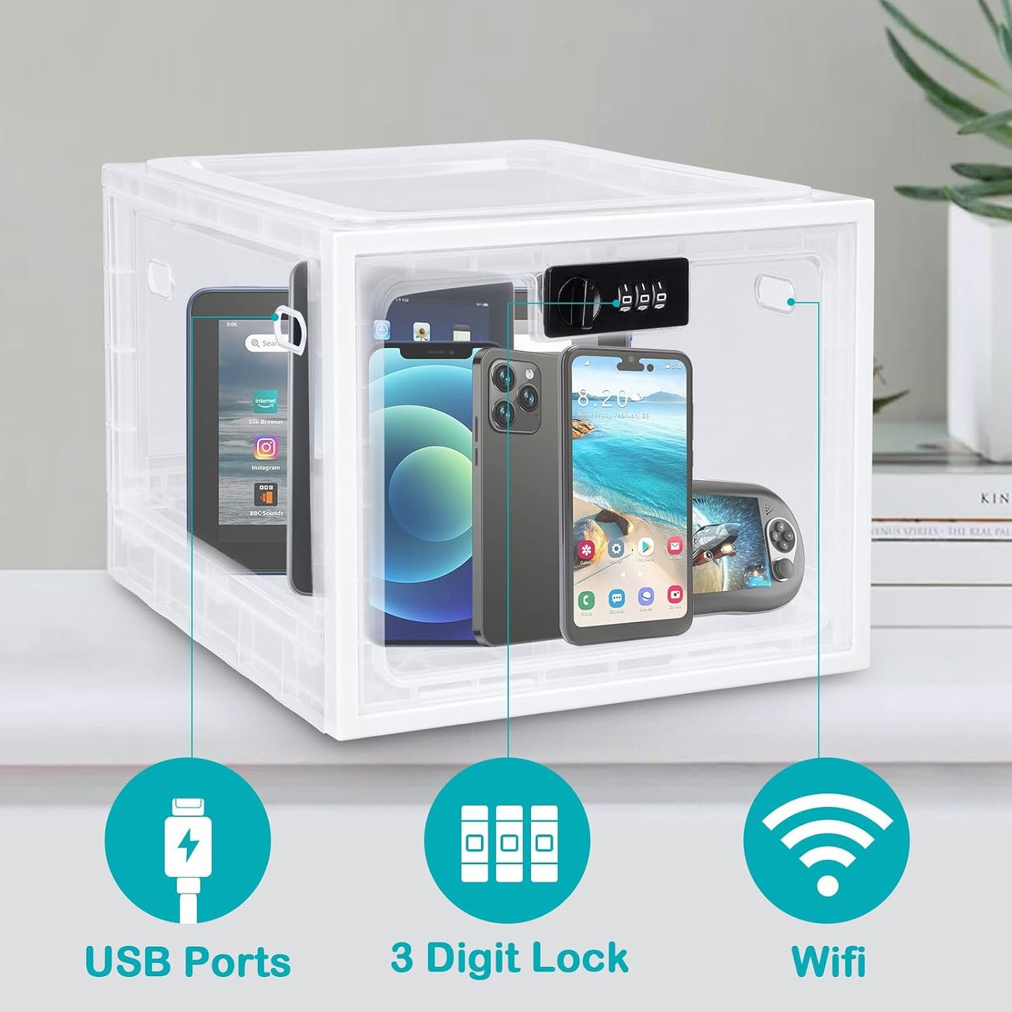 Lalifebuss Combination Lock Boxes for Personal Items, Lockable Storage Box for Office Locker/School/Medicine/Snacks/Phone Jail/Electronic/Home (1 Pack/Black)