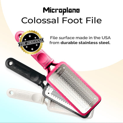 Microplane Colossal Foot File Scraper - The Original Stainless Steel Foot Rasp, Dead Skin/Callus Remover for Feet, Gentle Foot Scrubber, Pedicure Tools for Salon-Quality Foot Care, Black