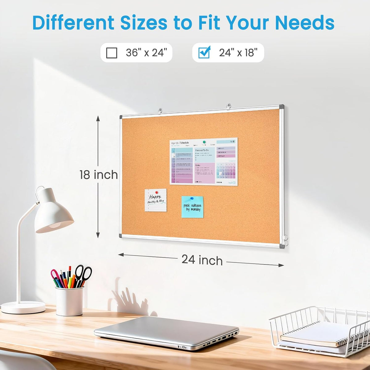Weekly Dry Erase Calendar Whiteboard for Wall, 24" x 18" Cork Week Planner