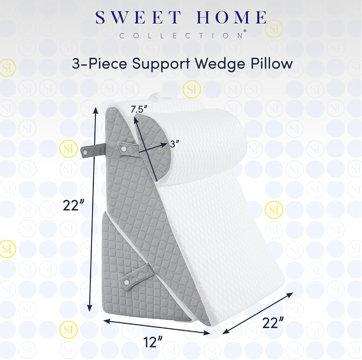 Premium Bed Wedge Pillow - Ergonomic Support for Sleeping, Post-Surgery, Acid Reflux Relief, and More - CertiPUR-US Certified Memory Foam - Removable Cover Included, Triangle, 24" x 22" x 7.5"