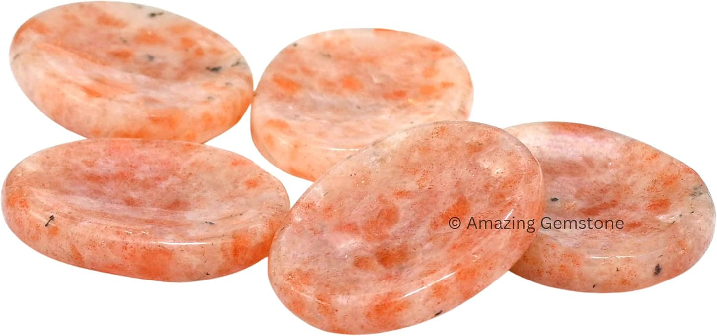 Amazing Gemstone Labradorite Thumb Worry Stone, Anxiety Stone, Healing Crystals - Piedra Crystal Fidget for Gift, Meditation, Calming, Relaxation, Stress Relief - Colors A