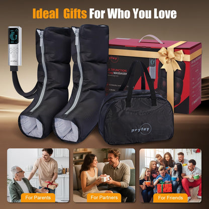 Leg Compression Massager for Circulation, Calf and Foot Massager with Heat, Compression Boots for Sore Muscle Relaxation, 6 Modes 12 Intensities 3 Timers, Gifts for Fathers Men and Women