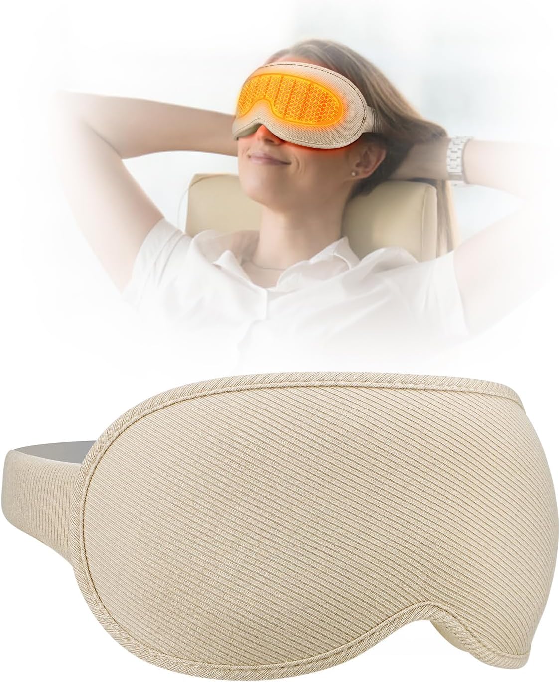 Sleep Mask, EVA BELLE Heated Eye Mask, Electric Sleeping Eye Mask, Warm Eye Compress Mask for Stye Relief, Adjustable Temperature & Timer, Electric Eye Heating Pad for Men Women-Graphene Heating