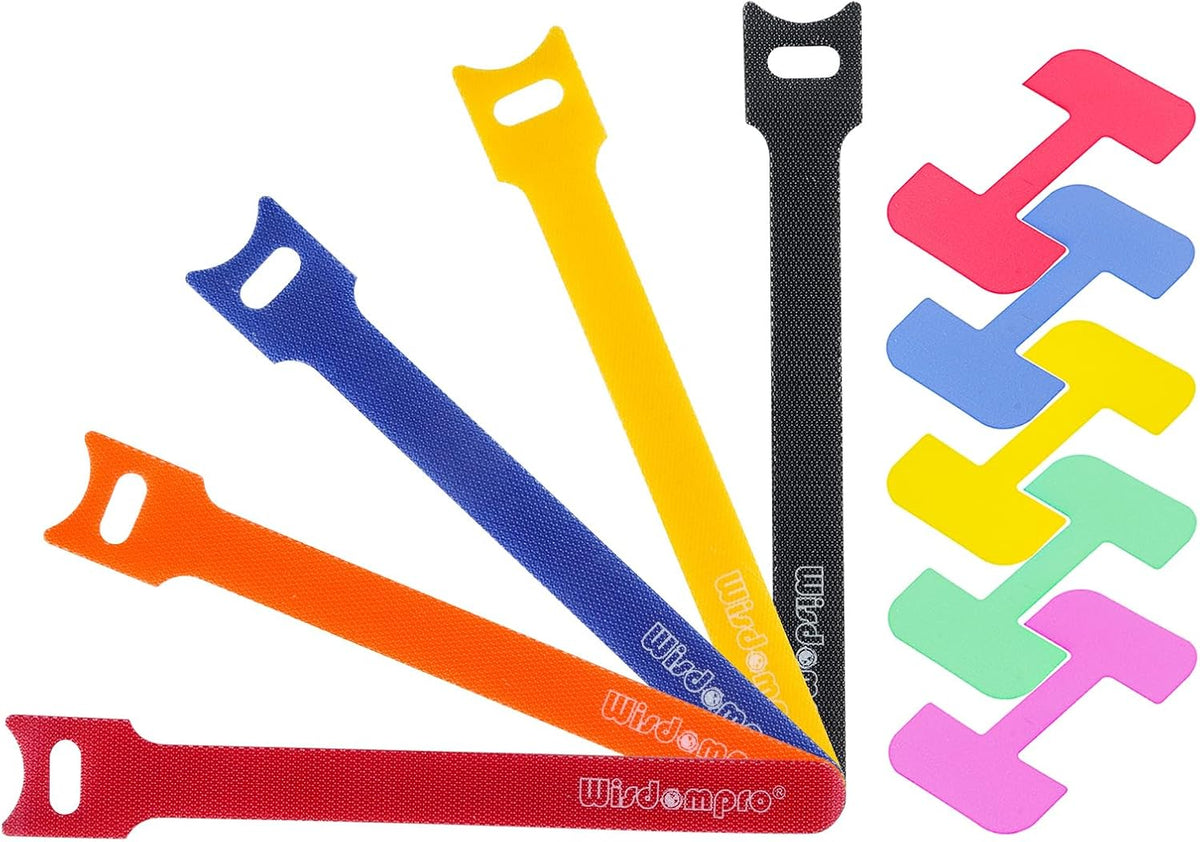 Wisdompro 20 Pcs 6 Inches Hook and Loop Cable Ties and 20 Pcs Cord Labels