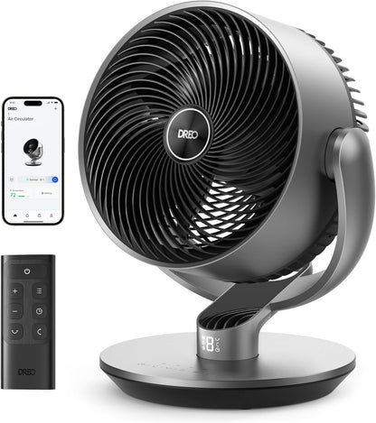 DREO 16 Inch 20dB Quiet Smart Fans for Bedroom, DC Room Fan with Remote, 120°+120° Oscillating Fan, 6 Modes, 9 Speeds, 12H Timer,Works Alexa/Google/WiFi/Voice Control, Silver, Oversize (DR-HAF004S)