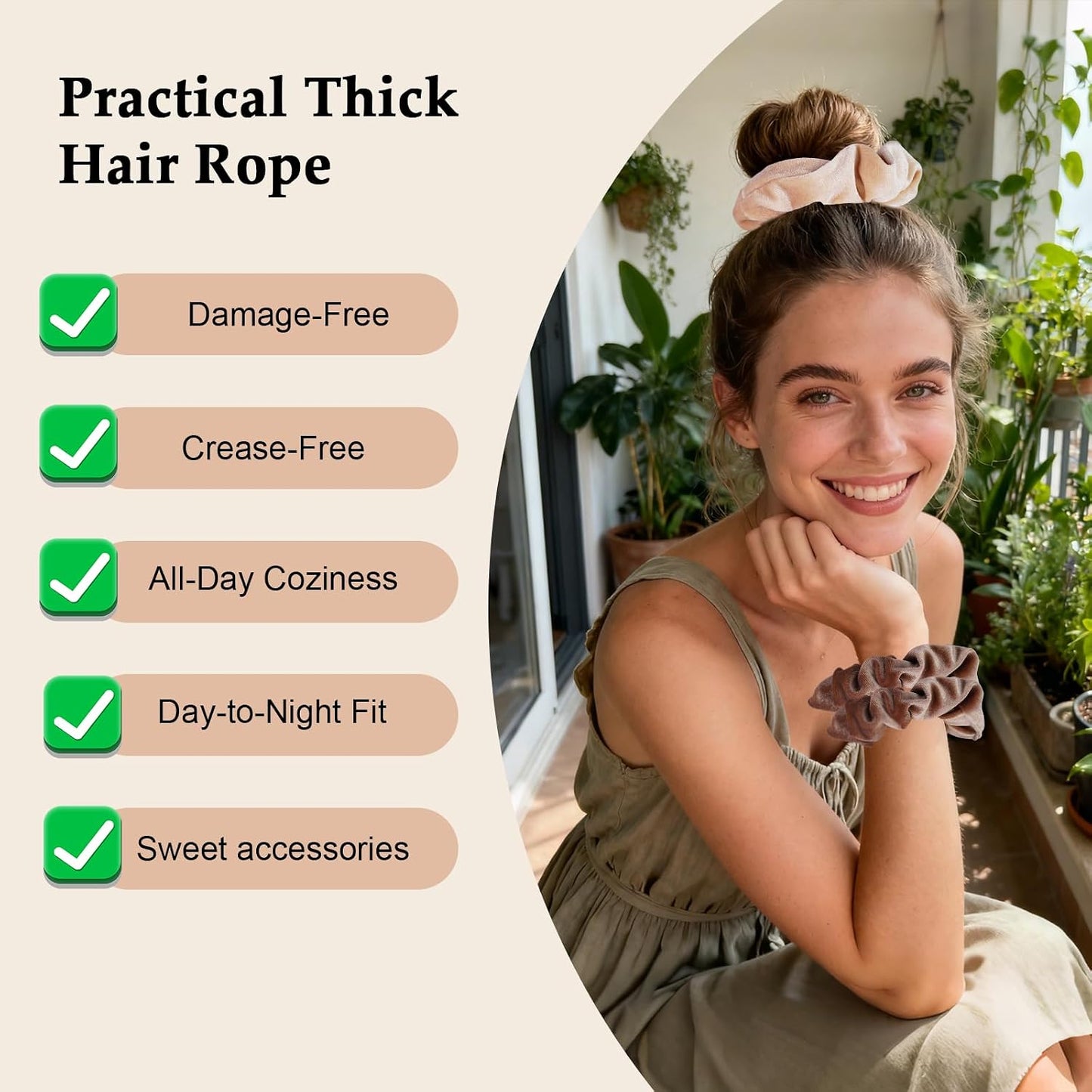 Satin Scrunchies for Women – 8PCS Blush & Brown Silk Hair Ties Set – No Crease, Frizz-Free, Gentle Elastic Hair Bands, Soft & Stylish Everyday Hair Accessories Gifts
