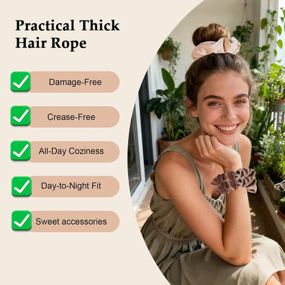 Satin Scrunchies for Women – 8PCS Blush & Brown Silk Hair Ties Set – No Crease, Frizz-Free, Gentle Elastic Hair Bands, Soft & Stylish Everyday Hair Accessories Gifts