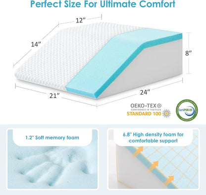 Cozymaker 7.5-inch Bed Wedge Pillow for Sleeping Back Support Pain Relief